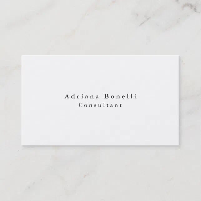 Plain Elegant Simple White Professional Modern Business Card | Zazzle