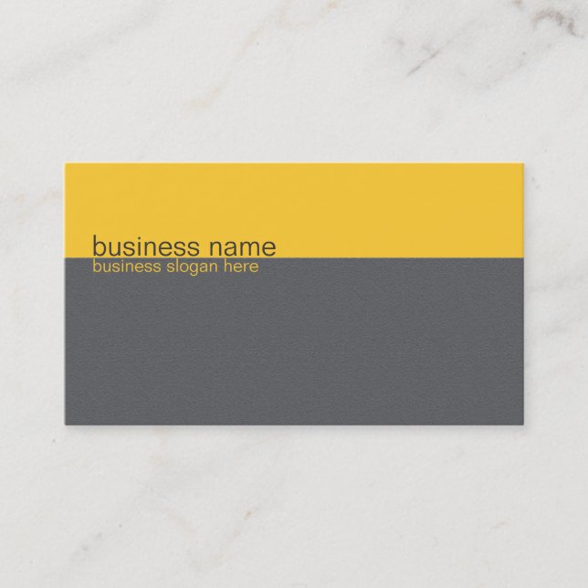 Plain Elegant Simple Yellow / Grey Stripe Business Card (Front)