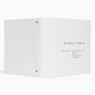  Plain Elegant White Professional Modern 3 Ring Binder