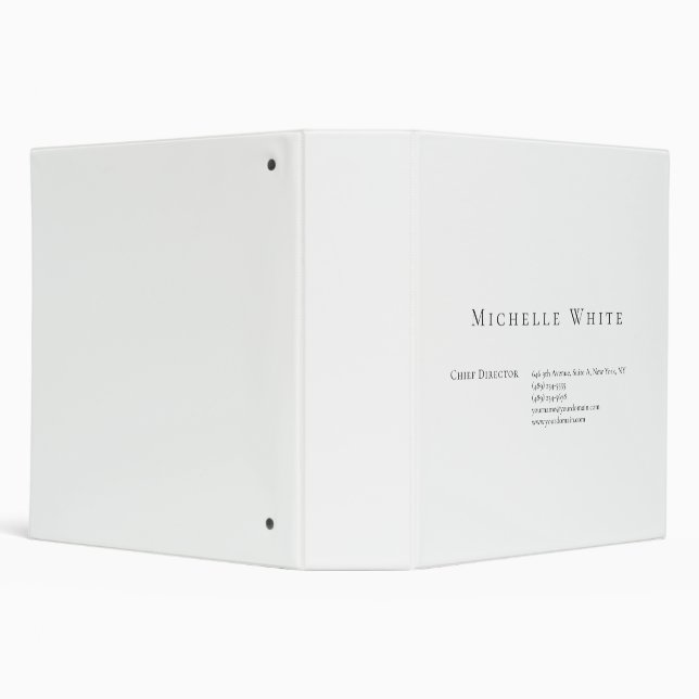  Plain Elegant White Professional Modern 3 Ring Binder (Background)