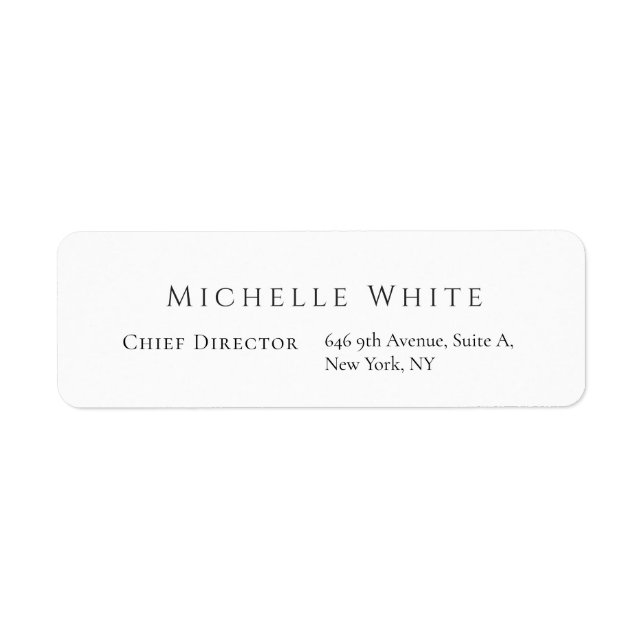  Plain Elegant White Professional Modern Label (Front)