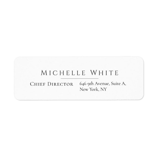  Plain Elegant White Professional Modern Label (Front)