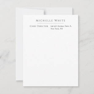 Plain Elegant White Professional Modern Note Card