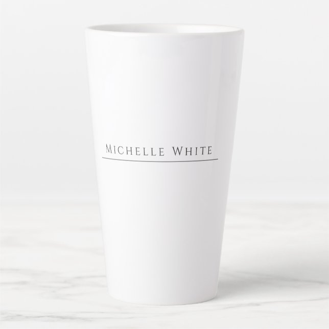  Plain Elegant White Professional Modern Own Name Latte Mug (Front)