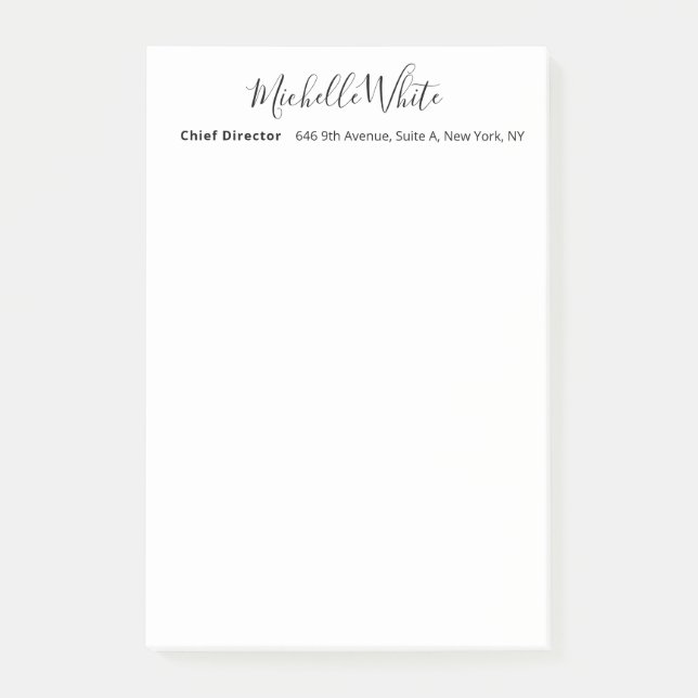  Plain Elegant White Professional Modern Post-it Notes (Front)