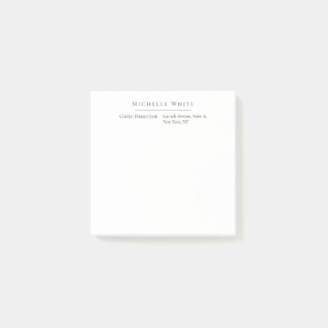  Plain Elegant White Professional Modern Post-it Notes (Front)