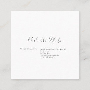 Plain Elegant White Professional Modern Square Business Card