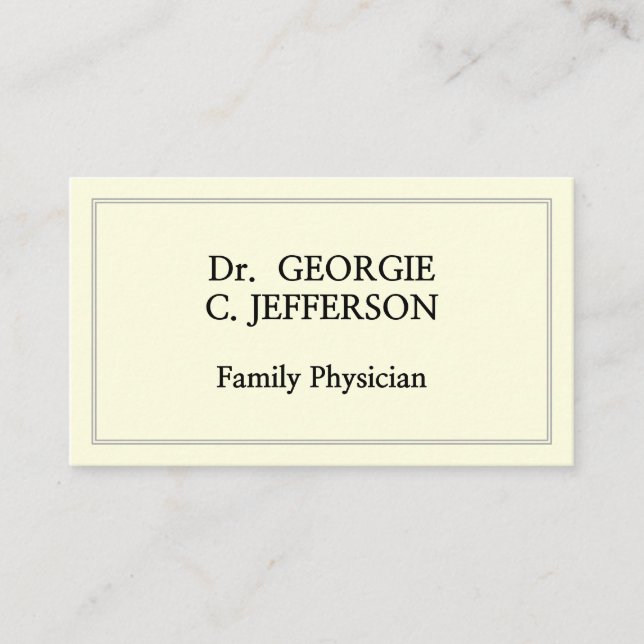 Plain Family Physician Business Card (Front)