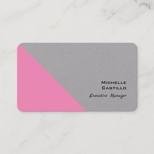 Plain Feminine Minimalist Pink Grey Modern Business Card