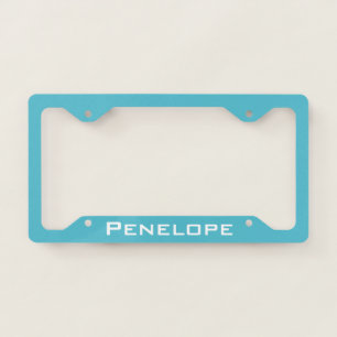  Plain Flat Turquoise Blue Add Your Name    License Plate Frame