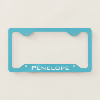 Plain Flat Turquoise Blue Add Your Name    License Plate Frame