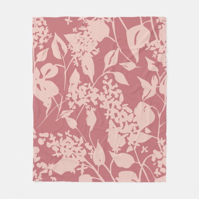 Plain floral drawing. Silhouettes of blooming lila Fleece Blanket (Front)