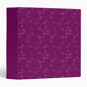 Plain floral pattern retro burgundy 3 ring binder