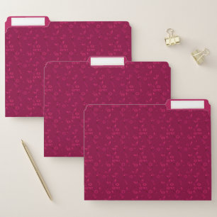 Plain floral pattern retro red file folder