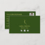 Plain Forest Green with Monogram Photo and Jewels Business Card