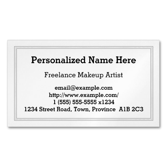 Plain Freelance Makeup Artist Business Card Magnet (Front)
