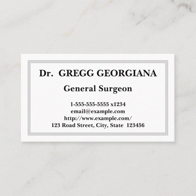 Plain General Surgeon Business Card (Front)
