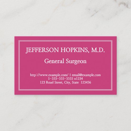 Plain General Surgeon Business Card