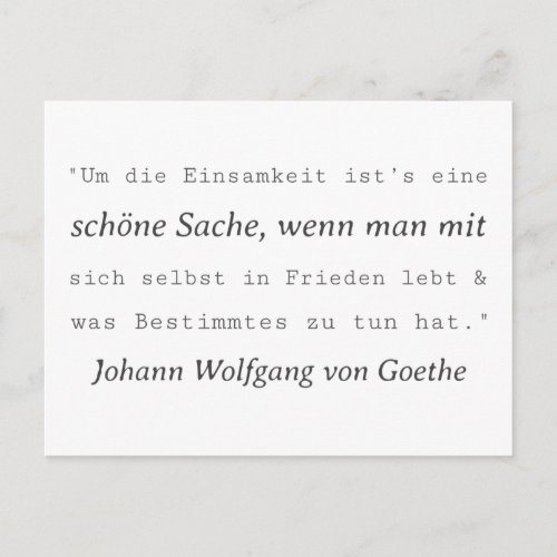 Plain Goethe quote loneliness Postcard