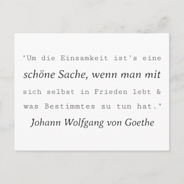 Plain Goethe quote loneliness Postcard (Front)