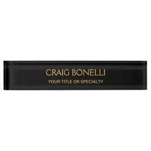 Plain Gold Black Colors Modern Minimalist Desk Name Plate