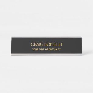 Plain Gold Black Colors Modern Minimalist Desk Name Plate