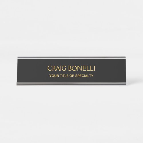 Plain Gold Black Colors Modern Minimalist Desk Name Plate