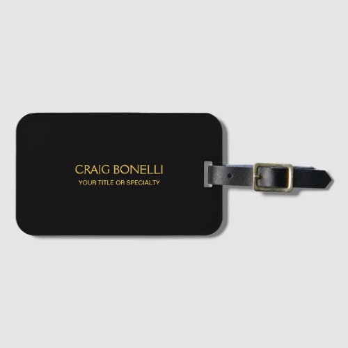 Plain Gold Black Colors Modern Minimalist Luggage Tag