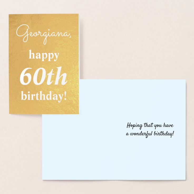 Plain Gold Foil 60th Birthday Greeting Card | Zazzle