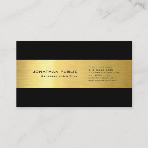 Plain Gold Look Black Professional Modern Elegant Business Card