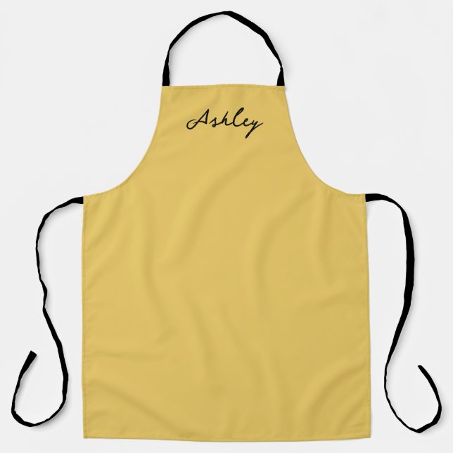 Plain gold script personalized apron (Front)