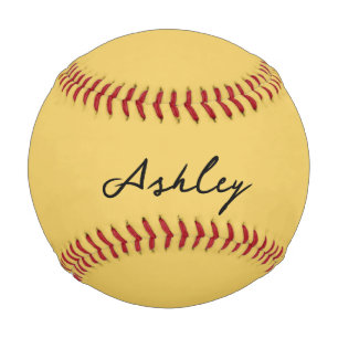 Plain gold script personalized baseball