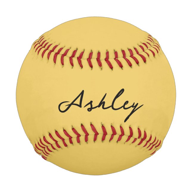 Plain gold script personalized baseball (Front)