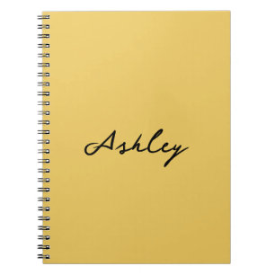 Plain gold script personalized notebook