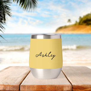 Plain gold script personalized thermal wine tumbler