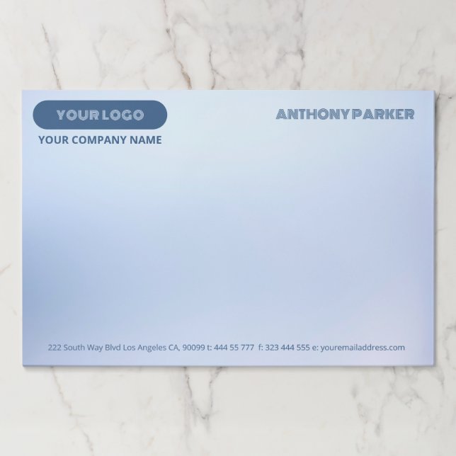 Plain Gradient Blue Background   Paper Pad (Front)
