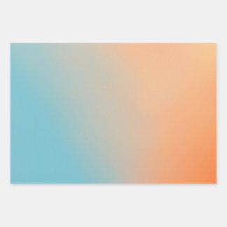 Plain Gradient Sky Blue and Orange  Wrapping Paper Sheets