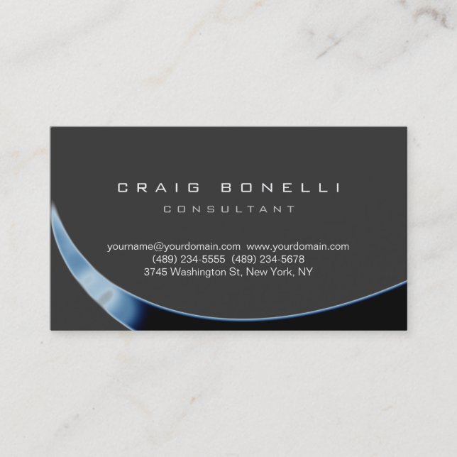 Plain Gray Black Blue Spiral Pattern Business Card (Front)
