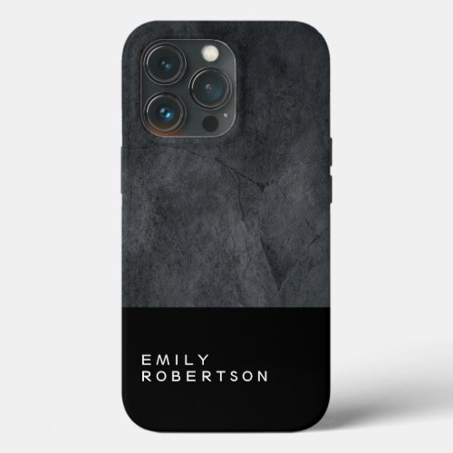 Plain Gray Black Trendy Modern Minimalist iPhone 13 Pro Case