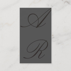 Plain Gray Black Trendy Monogram Business Card