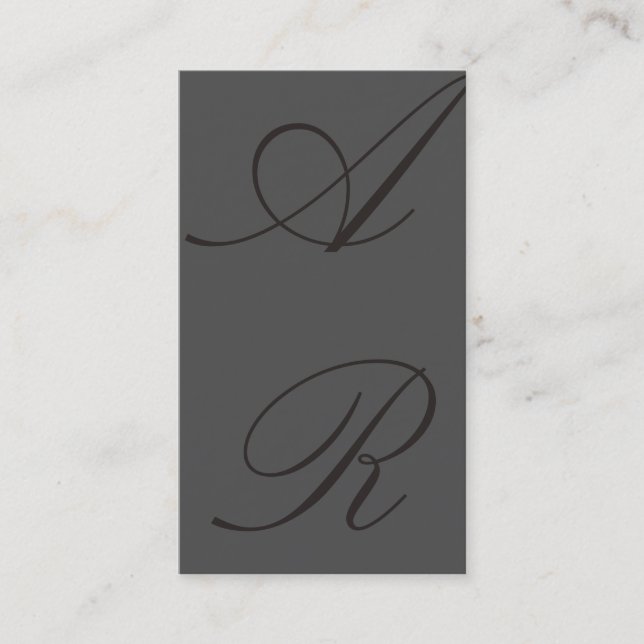 Plain Gray Black Trendy Monogram Business Card (Front)