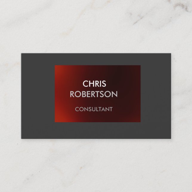 Plain Gray Dark Red Attractive Business Card (Front)