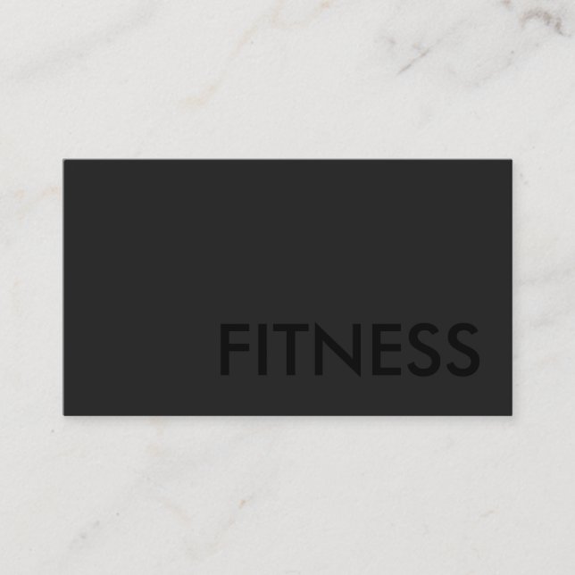 Plain Gray Fitness Modern Black Out Business Card (Front)