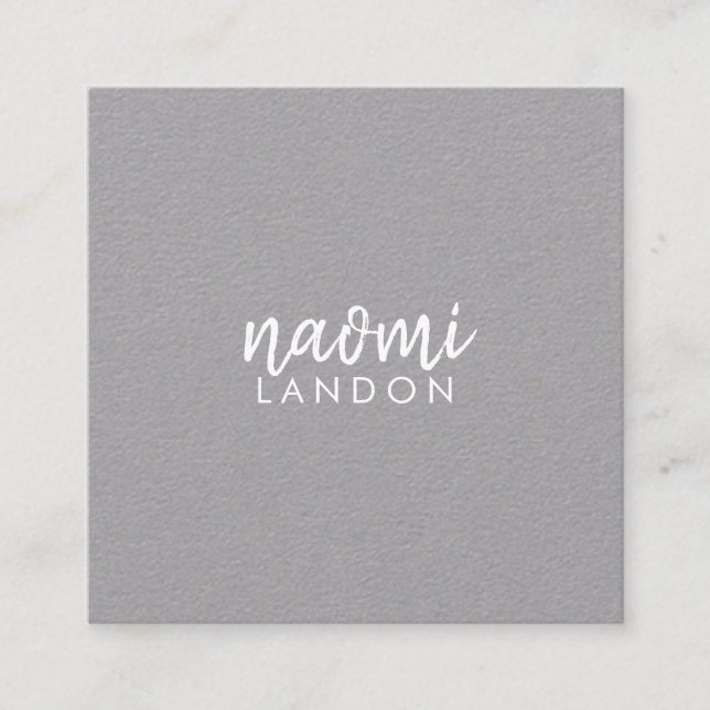 Plain gray kraft modern square minimalist simple square business card (Front)