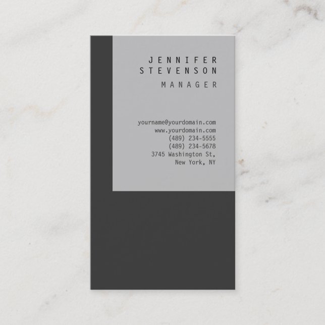 Plain Gray Striped Vertical Clean Business Card (Front)