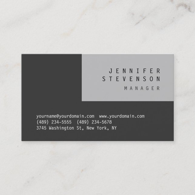 Plain Gray Tones Striped Clean Business Card (Front)