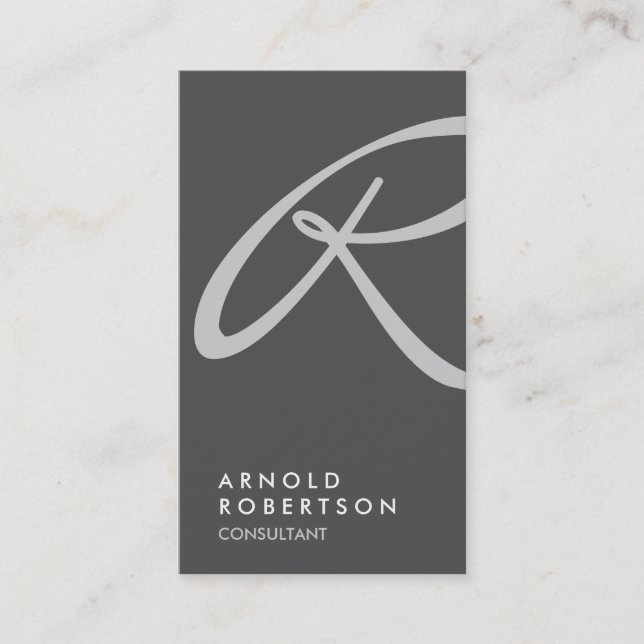 Plain Gray Trendy Monogram Business Card (Front)