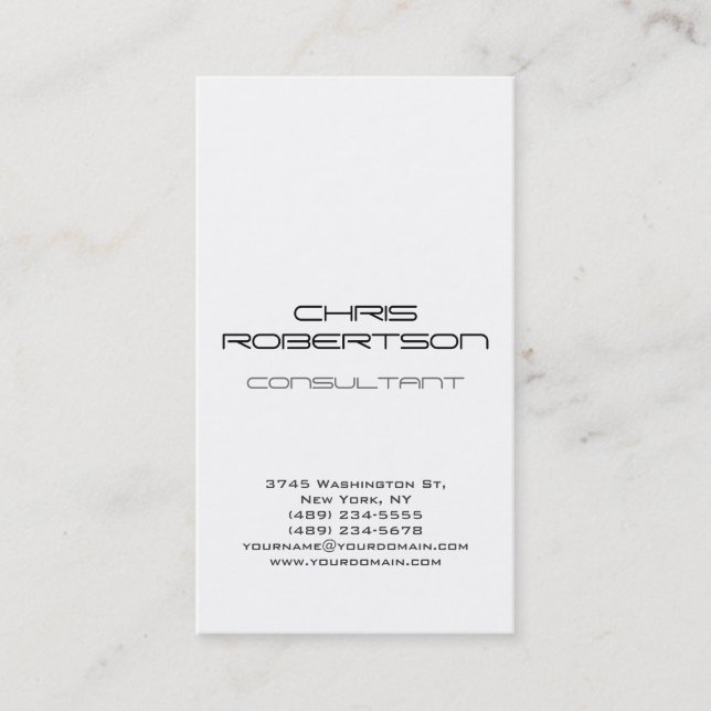 Plain Gray White Attractive Business Card (Front)