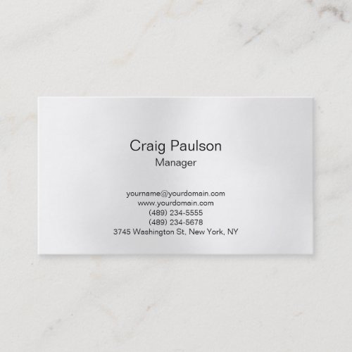 Plain Gray White Lights Manager Business Card