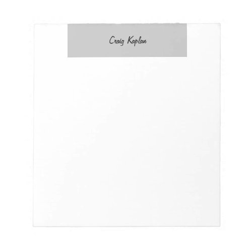 Plain Gray White Simple Modern Name Edit Notepad